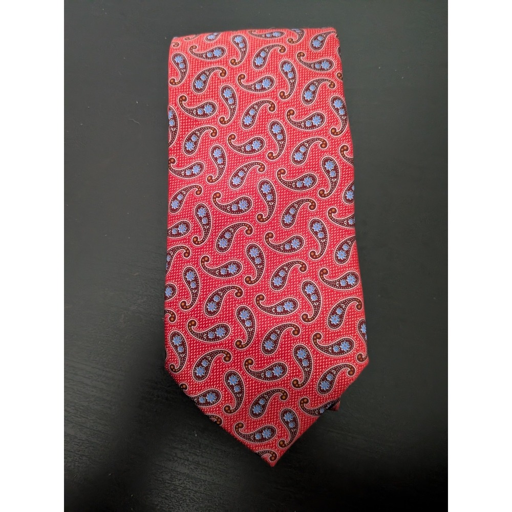 Byron Luca DiMarco Italian Silk Paisley Tie Red‎ 60"